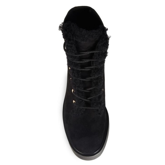 New Stuart Weitzman Henley Chill Suede & Shearling Combat Boots Size 37.5 - Picture 6 of 13